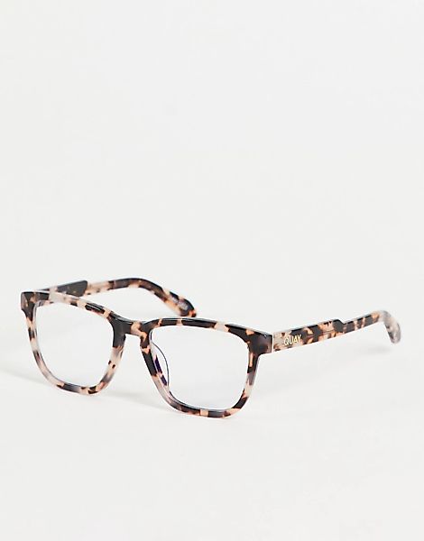 Quay – Blaulicht-Sonnenbrille mit braunem Rahmen in Schildpatt-Optik günstig online kaufen