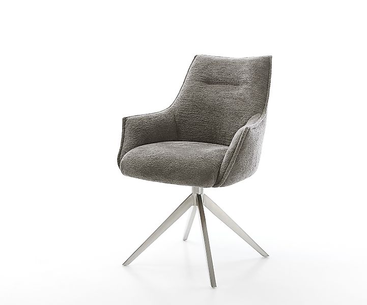 Drehstuhl Alja-Flex mit Armlehnen Bouclé Soft Schlamm Kreuzgestell breit Ed günstig online kaufen