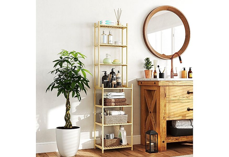 HOMCOM Badregal Badezimmerregal mit 7 Ebenen, Standregal, Aufbewahrungsrega günstig online kaufen