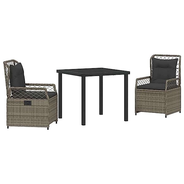 vidaXL Garten Essgruppe 3-Tlg Grau Poly Rattan 3380995 günstig online kaufen