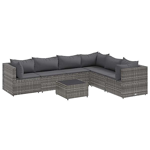 vidaXL Gartenlounge-Set 7-tlg. Garten-Lounge-Set mit Kissen günstig online kaufen