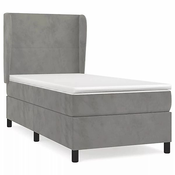 vidaXL Boxspringbett mit Matratze Hellgrau 80x200 cm Samt1372926 günstig online kaufen