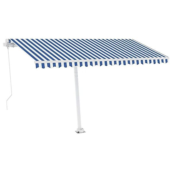 vidaXL Markise Manuell Einziehbar mit LED 400x300 cm Blau Weiß 3069541 günstig online kaufen