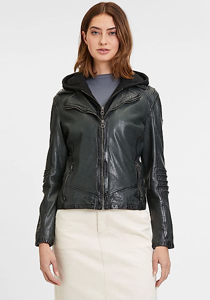 Mauritius Lederjacke "GWFlura" mit Kapuze mti Reißverschluss, Ziuerpaspeln, günstig online kaufen