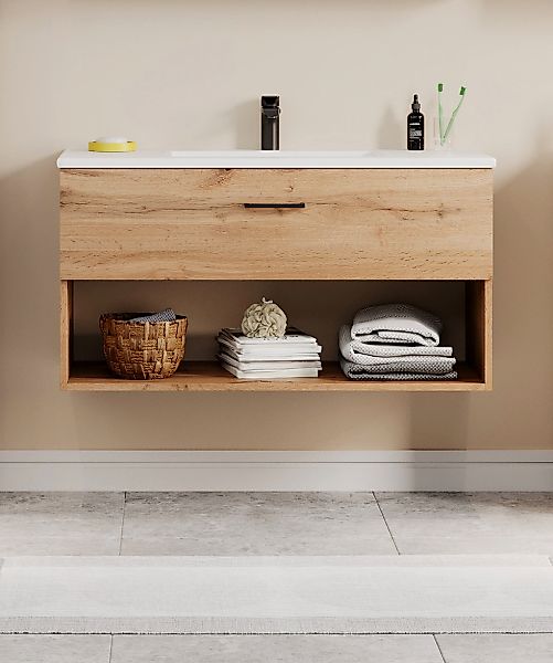 welltime Waschtisch "Trento Light mit Keramik-Auflagebecken" 1 Auzug und 1 günstig online kaufen