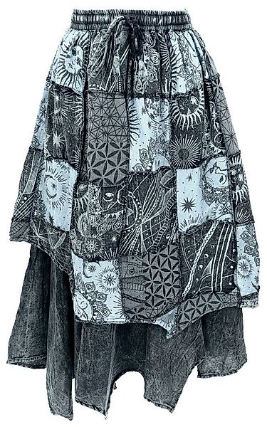 Guru-Shop Minirock Langer Boho Lagenrock, stonewash Patchwork.. alternative günstig online kaufen