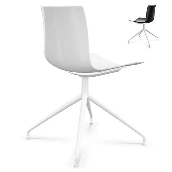 Arper CATIFA 46 0368 Stuhl mit Drehfußgestell Alu weiß - verschiedene Farbe günstig online kaufen