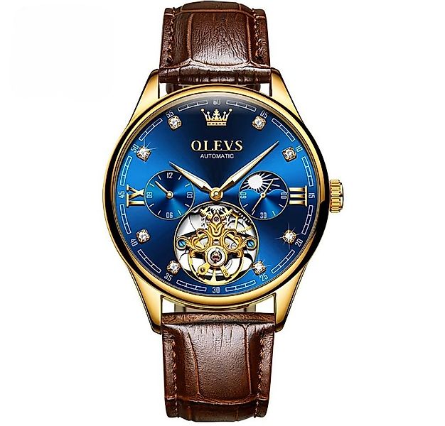 OLEVS Automatikuhr OLEVS Luxus Herrenarmbanduhr Automatik Skelett Tourbillo günstig online kaufen