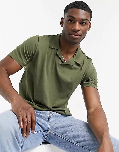 Only & Sons – Jersey-Polohemd aus Bio-Baumwolle in Khaki mit Reverskragen-G günstig online kaufen