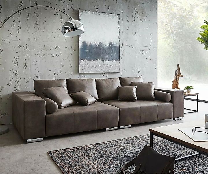 DELIFE Big-Sofa Marbeya, Dunkelbraun 285x115 cm mit 10 Kissen Big-Sofa günstig online kaufen
