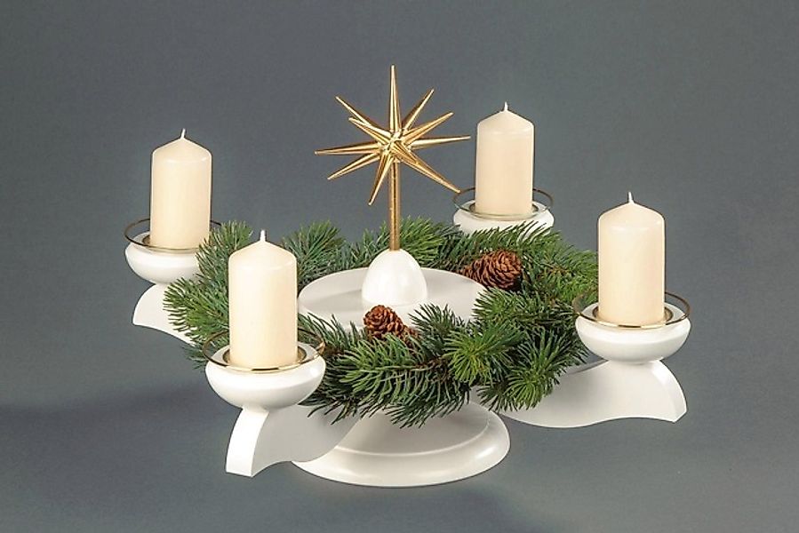 Albin Preissler Adventsleuchter »mit Weihnachtsstern und Tannenkranz, Handw günstig online kaufen