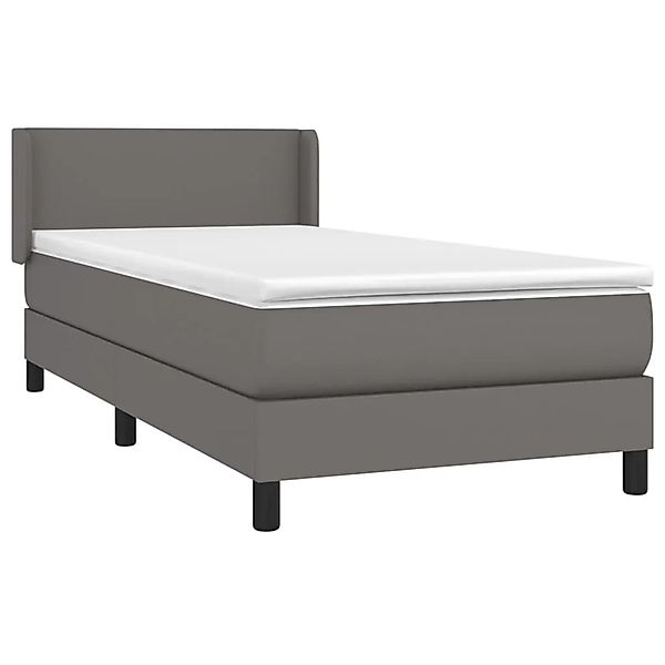 vidaXL Boxspringbett mit Matratze Grau 90x190 cm Kunstleder 3130635 günstig online kaufen