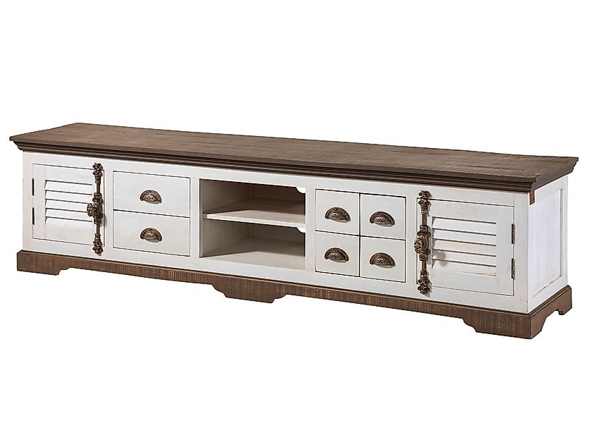 Massivmoebel24 TV-Board (Massivholz), Mango 220x45x55 weiß günstig online kaufen