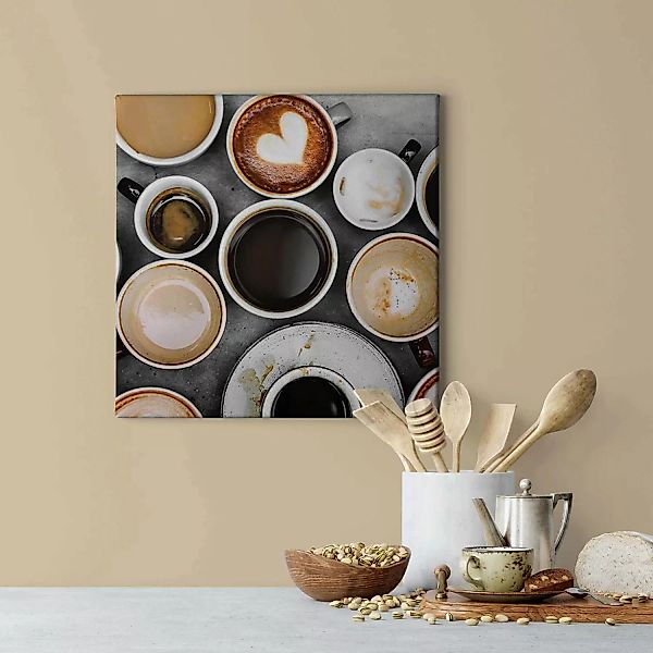 Bricoflor Kaffeetassen Bild Auf Leinwand Küchenbild Mit Café Motiv Ideal Fü günstig online kaufen