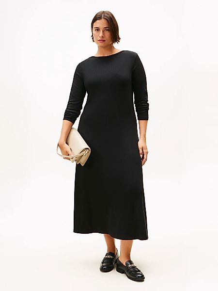 Tommy Hilfiger Curve A-Linien-Kleid "CRV 5X2 RIB FLARE MIDI DRESS LS", in g günstig online kaufen