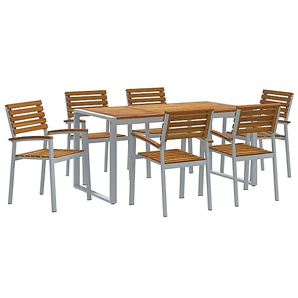 vidaXL Garten Essgruppe 7-Tlg Grau und Braun Akazie Massivholz 3284362 günstig online kaufen