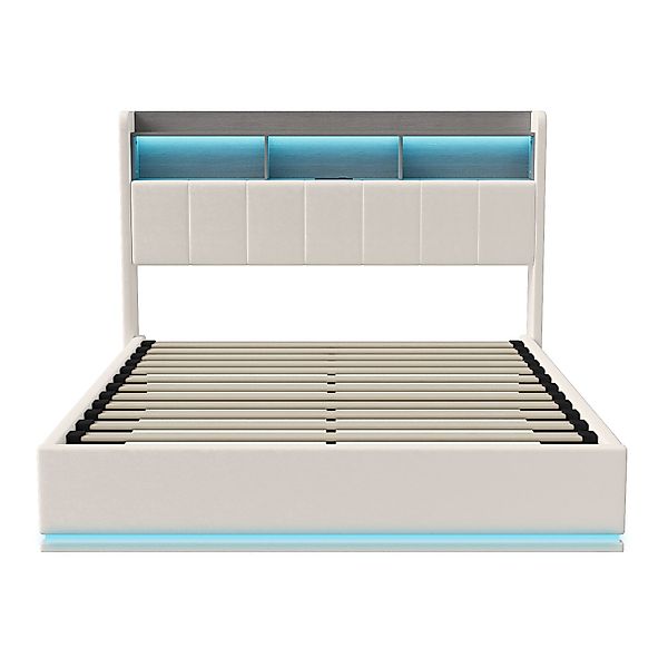 Furnishings Home Polsterbett Stauraumbett Doppelbett LED, günstig online kaufen