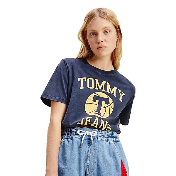Tommy Jeans – Kastenförmiges T-Shirt in Marineblau mit kurzem Schnitt und L günstig online kaufen