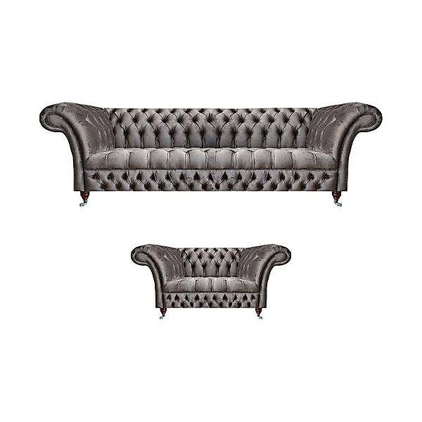 JVmoebel Sofa Luxuriöse Grau Möbel Sofas Set 2tlg Sofagarnitur Wohnzimmer, günstig online kaufen