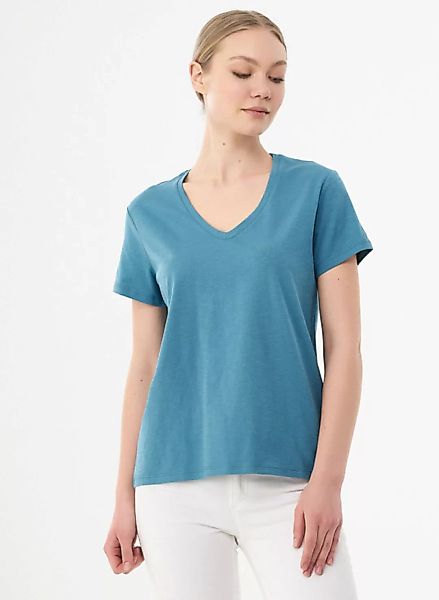 Damen Basic T-shirt Aus Bio-baumwolle Mit V-ausschnitt günstig online kaufen
