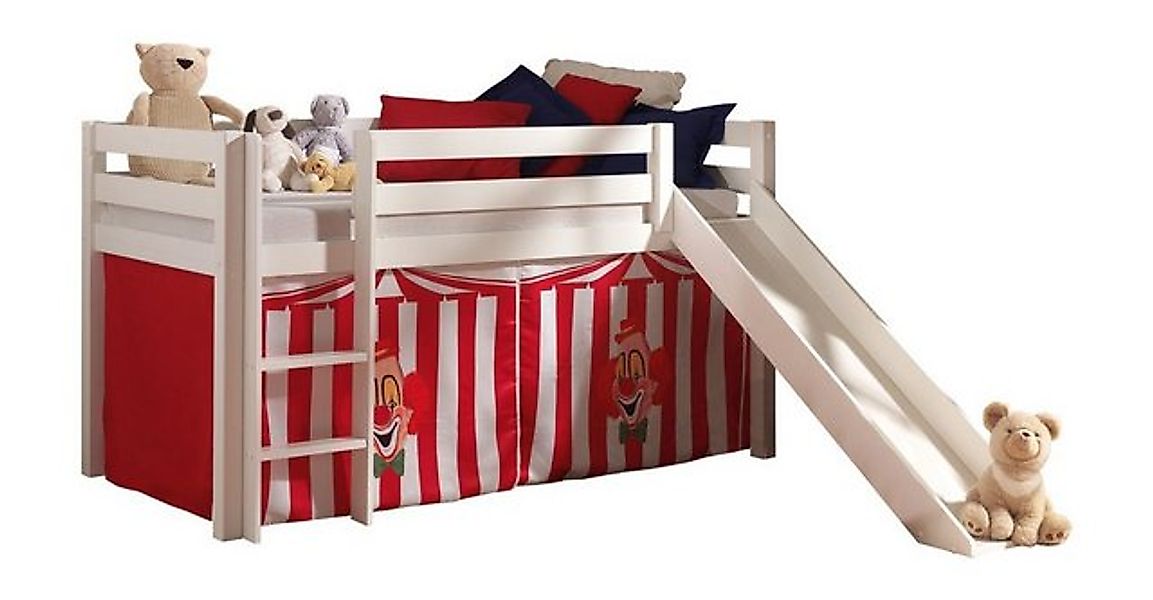 Natur24 Kinderbett Spielbett mit Rutsche Pino Kiefer massiv 90x200cm Weiß günstig online kaufen