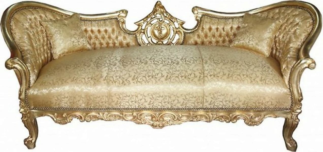 Casa Padrino Sofa Barock Sofa Garnitur "Vampire" Gold Muster Satin - Antik günstig online kaufen