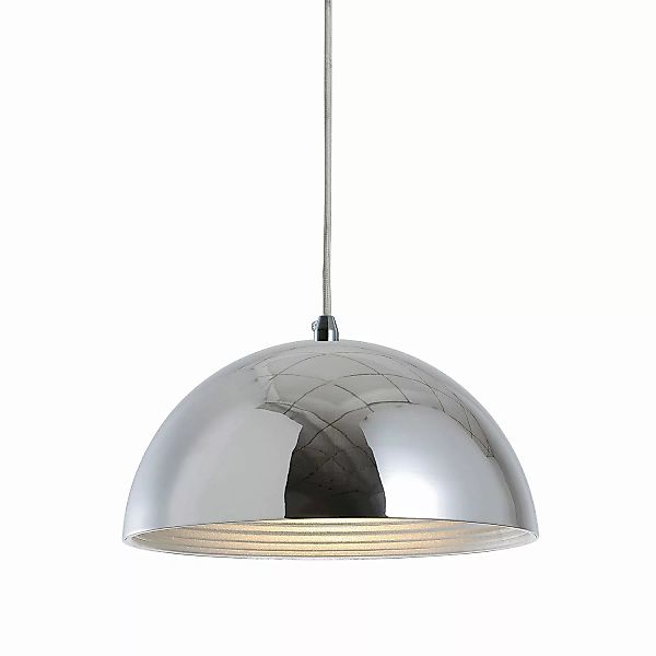 home24 Spot Light Pendelleuchte Mads Stahl Silber Ø 30 cm 1-flammig E27 günstig online kaufen