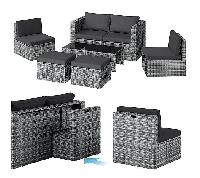 STEELSØN Gartenlounge-Set Noctura, (2er Sofa, 2 Stühle, 2 Sitzhocker, Tisch günstig online kaufen
