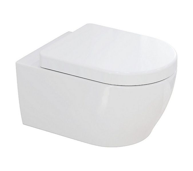Aqua Bagno Tiefspül-WC Spülrandlose Toilette Wand-WC abnehmbarer Sitz mit S günstig online kaufen