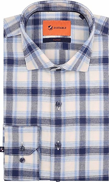 Suitable Hemd Widespread Flanel Kariert Blau - Größe 41 günstig online kaufen