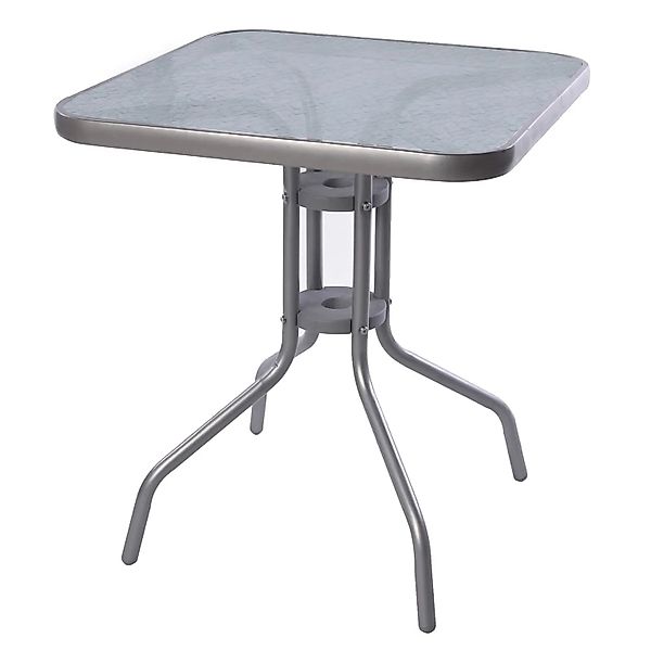Lex Bistrotisch Balkontisch Gartentisch Terrassentisch Glastisch Silber 60x günstig online kaufen