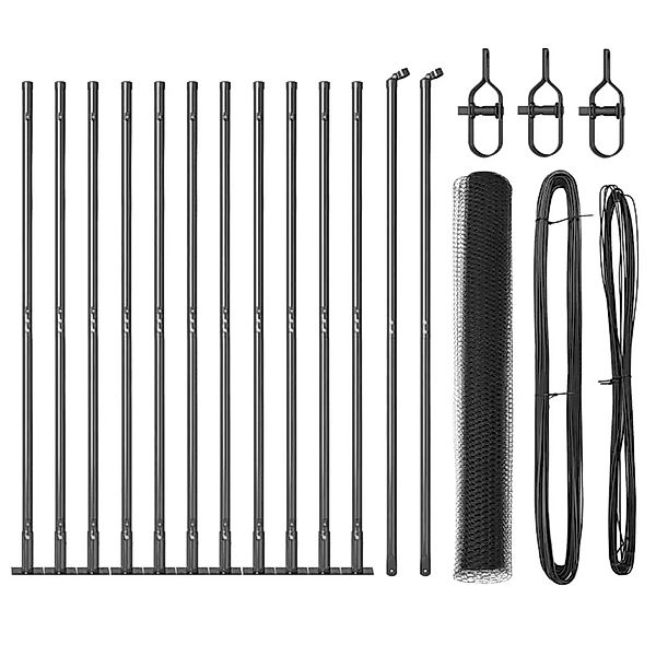 vidaXL Zaunpfosten Grau 25 x 0,8 m 25 mm Mesh Stahl und PVC 3353654 günstig online kaufen