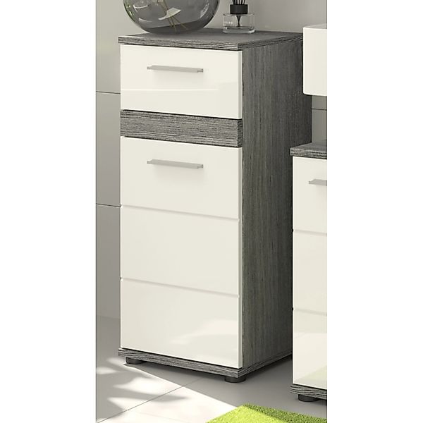 Inn.Furn Kommode Weiß Hochglanz Rauchsilber Grau 35 cm Badschrank Bailey günstig online kaufen