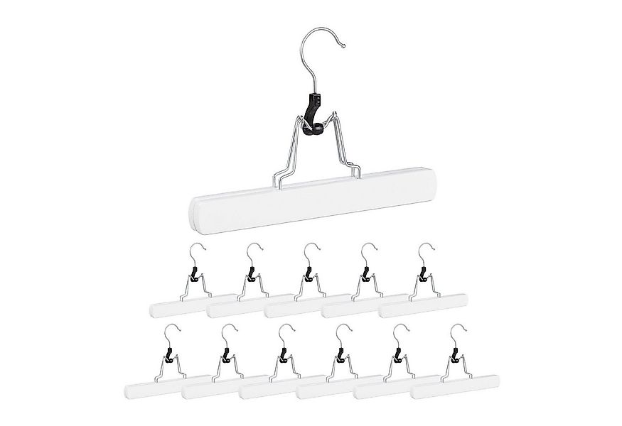relaxdays Rockbügel Hosenspanner 12 Stück in Weiß günstig online kaufen