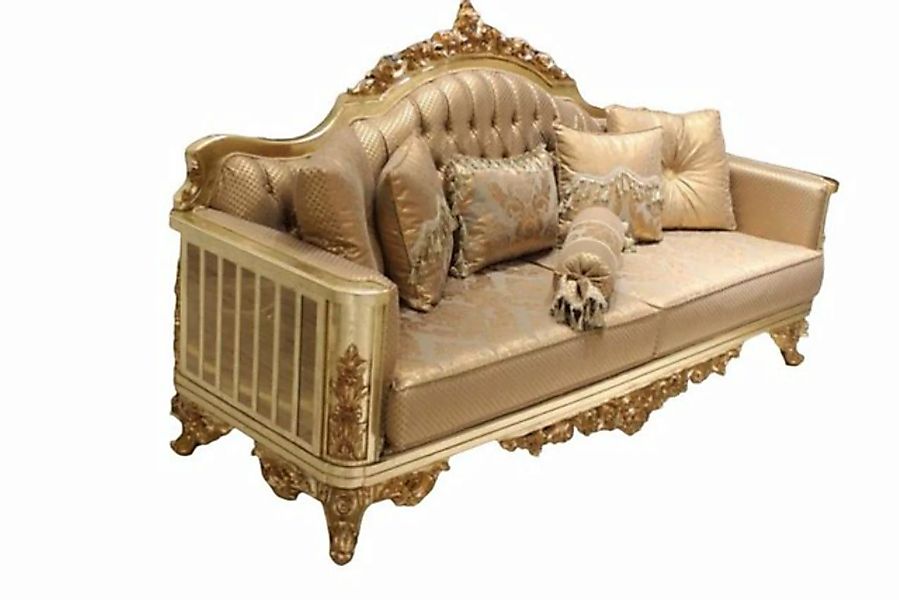 JVmoebel 3-Sitzer Luxus Sofa 3 Sitzer Textil Sofa Gold Design Möbel 3er Che günstig online kaufen