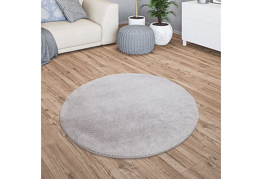 TT Home Teppich, Rund, Höhe: 14 mm, Wohnzimmer Kurzflor Einfarbig Modernes günstig online kaufen