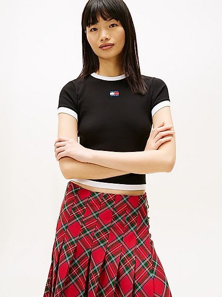 Tommy Jeans Kurzarmshirt TJW SLIM SH BADGE SS RIB EXT in gerippter Struktur günstig online kaufen