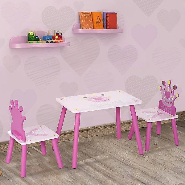 HOMCOM 3-tlg. Kindersitzgruppe mit 1 Kindertisch und 2 Stühlen für Kinder, günstig online kaufen