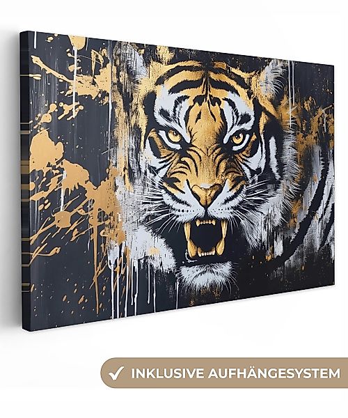 OneMillionCanvasses® Leinwandbild Tiger - Farbspritzer - günstig online kaufen