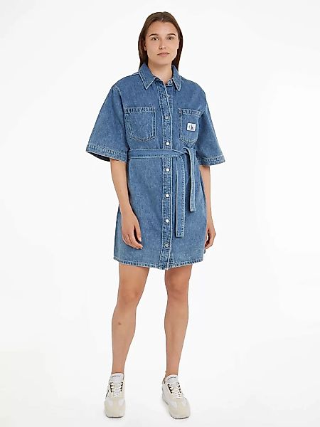 Calvin Klein Jeans Jeanskleid BOXY BELTED SHIRT DRESS mit Logopatch günstig online kaufen