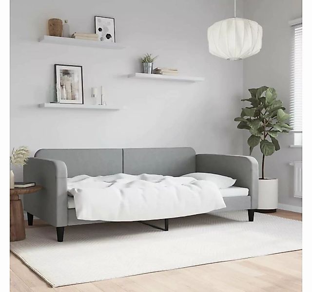 furnicato Bett Tagesbett Hellgrau 100x200 cm Stoff günstig online kaufen