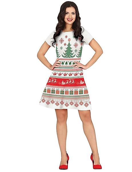 GUIRMA Kostüm Weihnachtsfrau Kleid Motiv für Damen Grün Rot Weiß günstig online kaufen