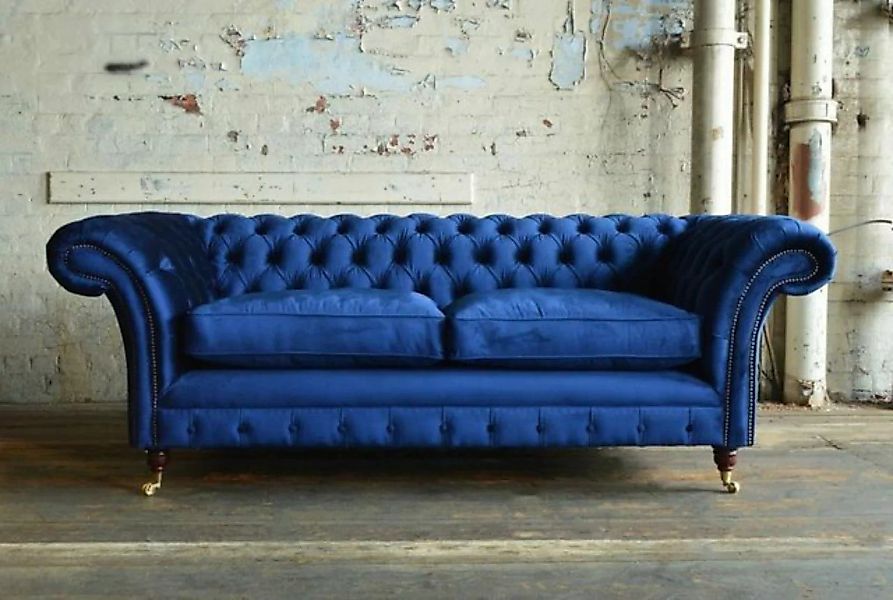 JVmoebel 3-Sitzer Blaues Chesterfield Design Luxus Polster Sofa Couch Sitz günstig online kaufen