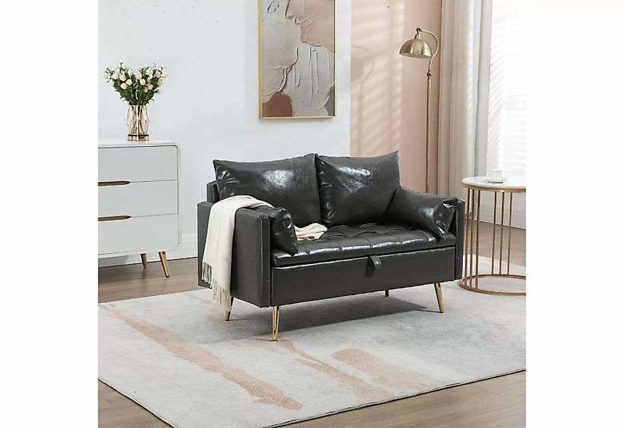 en.casa Sofa, »Sysmä« 2-Sitzer gepolstert Metallfüße Grau günstig online kaufen