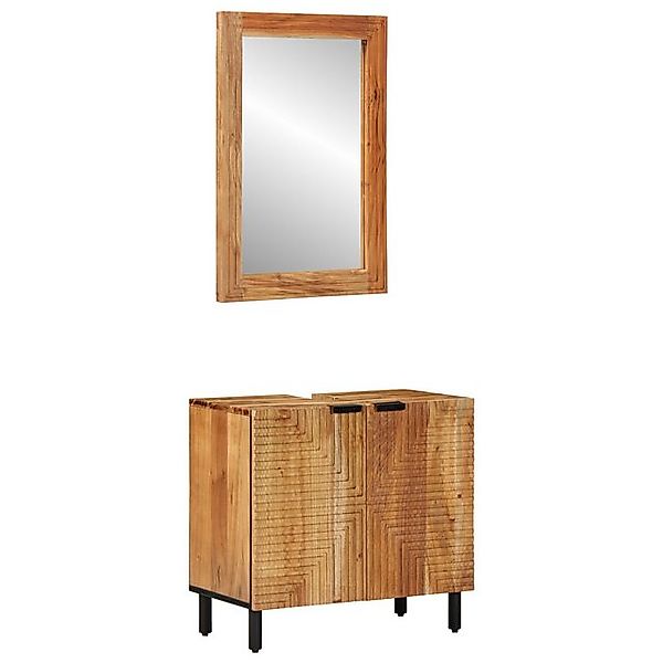 vidaXL Badezimmerspiegelschrank 2-teiliges Badezimmermöbel Set aus braunem günstig online kaufen