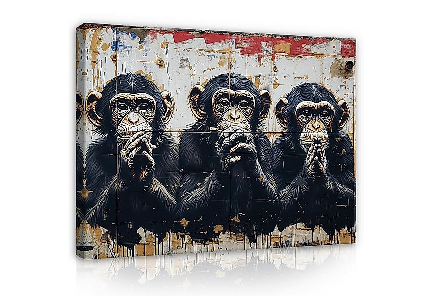 Wallarena Leinwandbild Drei Affen Banksy Abstrakt Wohnzimmer Schlafzimmer W günstig online kaufen