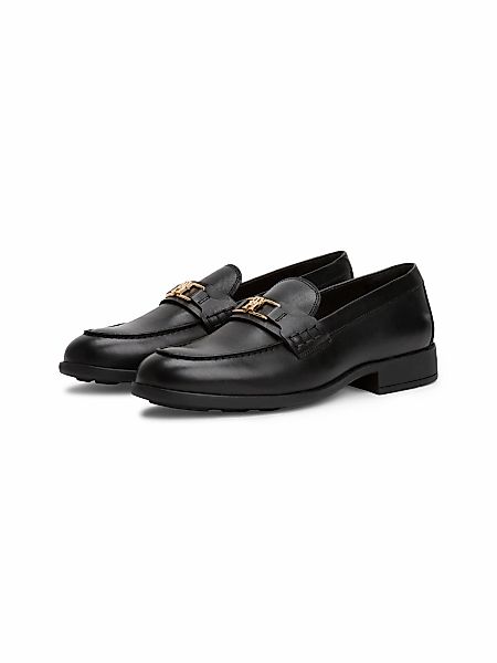 Tommy Hilfiger Loafer "TH LOGO LEATHER LOAFER", Blockabsatz, Slipper, Busin günstig online kaufen