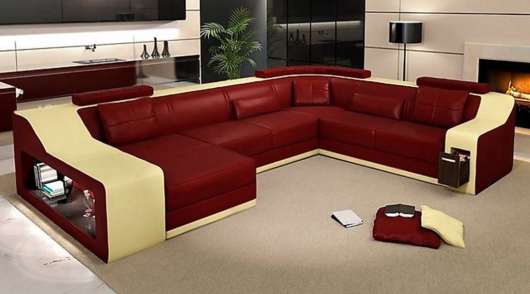 JVmoebel Ecksofa Ledersofa Couch Wohnlandschaft Eck Garnitur Sofa Schwarz, günstig online kaufen
