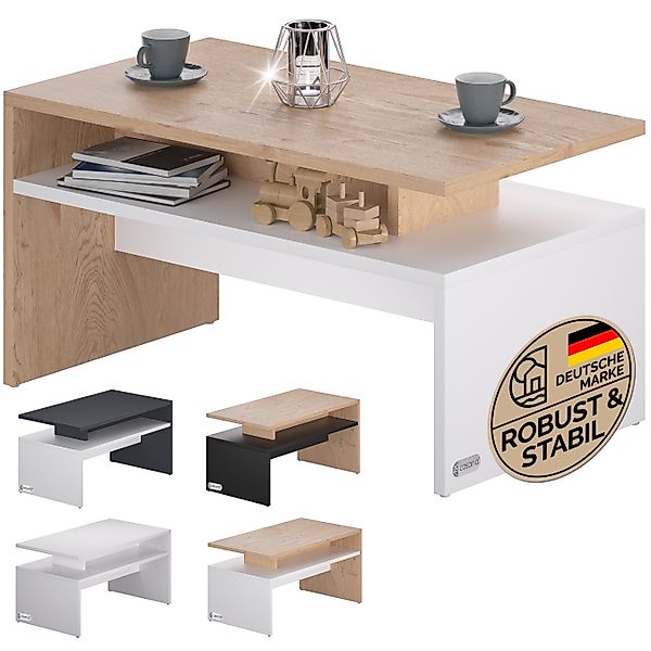 Couchtisch Sacramento Weiß/Eiche 95x55x50cm günstig online kaufen