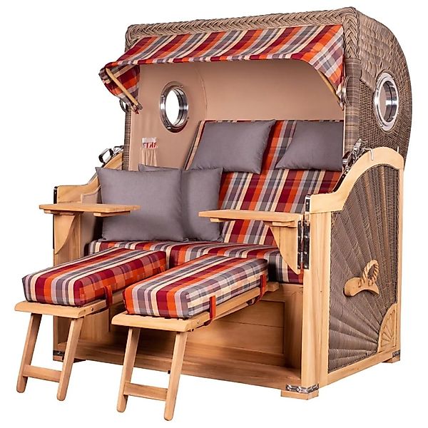 bene,iving Strandkorb Komplettset Königssee Teak Bullauge PE Grau Modell 58 günstig online kaufen